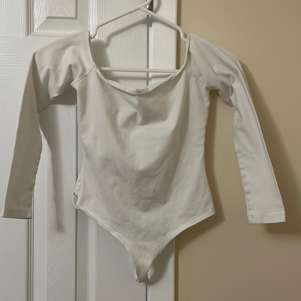 Off the shoulder long sleeve bodysuit